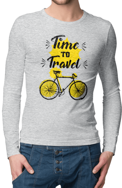 Men`s longsleeve with prints Travel Time, Bicycle. Bicycle, time, travel. 2070702