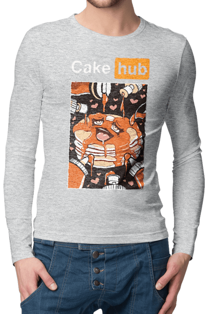 Чоловічий лонгслів з принтом "Кейк Хаб". Брутальна, гумор, кейк хаб, порн хаб, прикол. 2070702