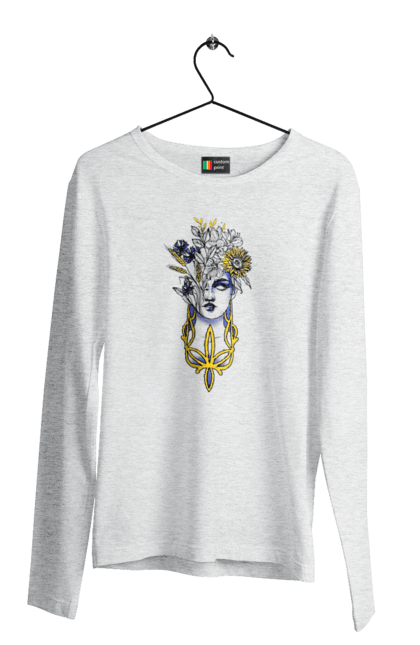 Чоловічий лонгслів з принтом "Українка". Жінка, соняшник, українка. 2070702