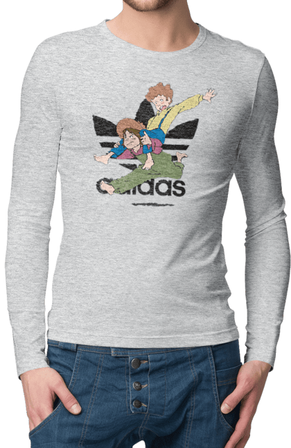 Чоловічій лонгслів з принтом "Adidas Том Соєр". Adidas, tom sawyer, адідас, книга, мультфільм, повість, пригоди, том соєр, том сойер. 2070702