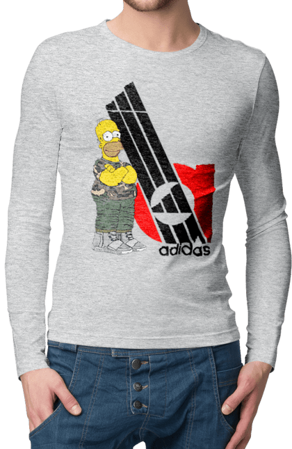 Мужской лонгслив с принтом Adidas Гомер. Adidas, homer, simpson, адидас, гомер, мультсериал, сериал, симпсоны. 2070702