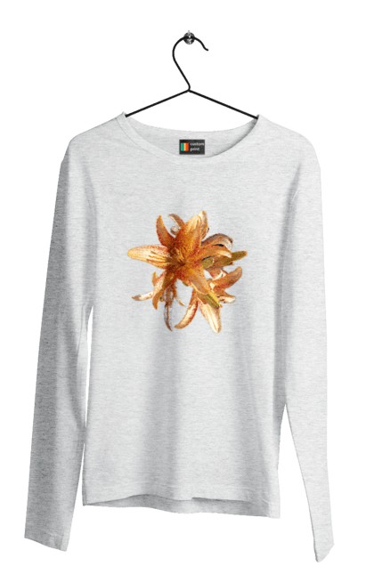 Чоловічий лонгслів з принтом "Оранжева лілія". Квітка, краса, лілія, оранжевий, помаранчевий, природа, сонячний. 2070702