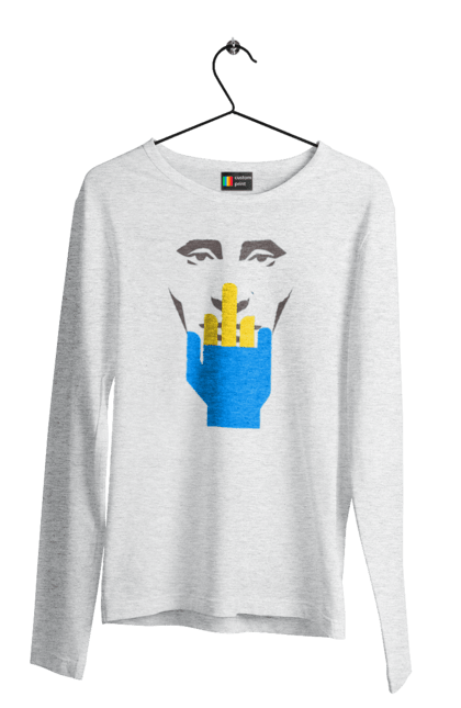 Мужской лонгслив с принтом Путин хуйло. Всу, голова путина, доброго вечора, иди нахуй, мертвый москаль, москали, орки, путин хуйло, русский военный, средний палец. 2070702