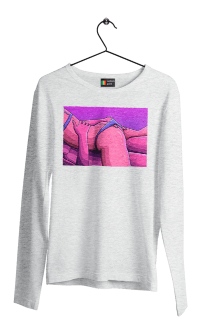 Чоловічий лонгслів з принтом "Зняття Трусиків З Дівчини". Гола, тіла, труси. 2070702