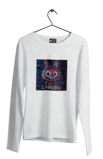 Чоловічий лонгслів з принтом "Лабубу". Crt, rgb, глітч, кіберпанк, лабубу, пікселі, ретро, спотворення, цифрове мистецтво, шум. 2070702