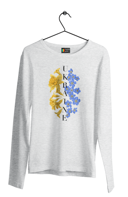 Men`s longsleeve with prints Ukraine flower 2. Cartridge, emblem of ukraine, freedom, green, i am ukrainian, i love ukraine, patriot, ukraine, war, war in ukraine. 2070702