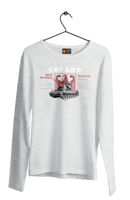 Чоловічий лонгслів з принтом "Gepard". F16, gepard, nasams, stinger, zuzana, гаубиця, два герби, залужний, сюзанна. 2070702