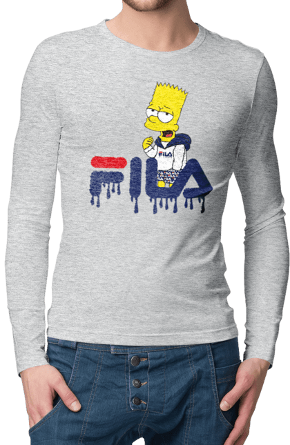 Чоловічій лонгслів з принтом "Барт FILA". Bart, simpsons, барт, сімпсон, спорт, спортивний одяг. 2070702