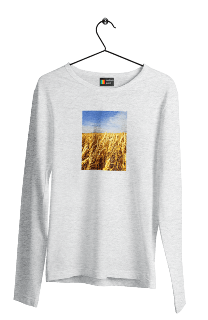 Чоловічий лонгслів з принтом "Україна". Голубизна, красота, небо, поле, природа, пшеница. 2070702
