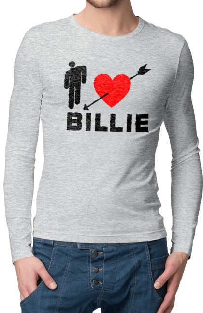 Чоловічий лонгслів з принтом "Біллі Айліш". Біллі айліш, логотип біллі айліш, принт біллі айліш, співачка біллі айліш. 2070702