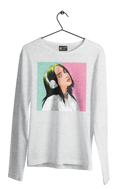 Чоловічий лонгслів з принтом "Billie Eilish". Активістка, біллі айліш, мизукант, права, співачка, тварини. 2070702