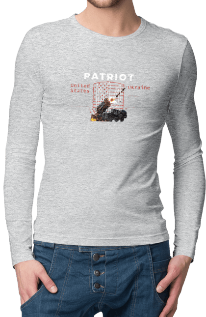Чоловічий лонгслів з принтом "Patriot". Caesar, himars, patriot, залужний, зброя. 2070702