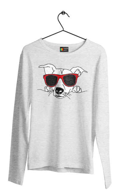 Men`s longsleeve with prints The Dog Peeks Out. Dog, glasses, peep out. 2070702