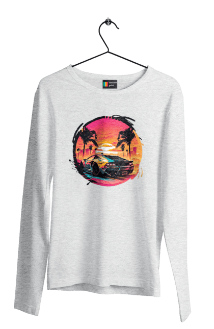 Men`s longsleeve with prints Lamborghini Retrowave. Avto, car, cars, lamba, lamborghini, retrowave. 2070702
