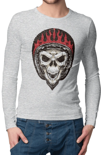 Skull in a motorcycle helmet