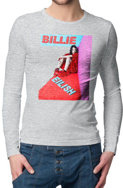 Чоловічий лонгслів з принтом "Біллі Айліш". Біллі айліш, логотип біллі айліш, принт біллі айліш, співачка біллі айліш. 2070702