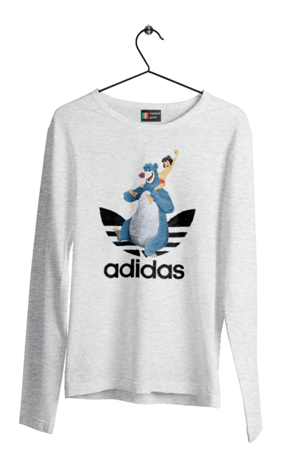 Мужской лонгслив с принтом Adidas (31). Adidas, mowgli, адидас, книга, книга джунглей, маугли, мультфильм. 2070702