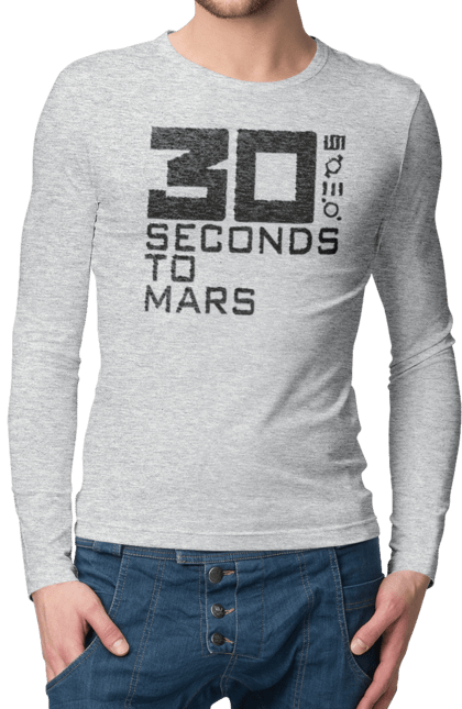 Мужской лонгслив с принтом Thirty Seconds to Mars. 30 seconds, 30 секунд, thirty seconds, альтернативный рок, группа, музыка, рок, хард-рок. 2070702