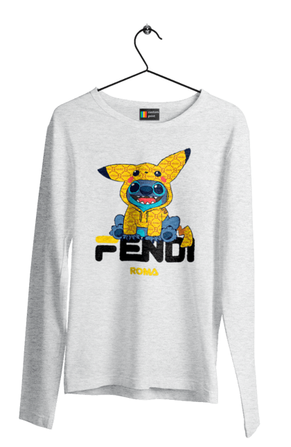 Чоловічій лонгслів з принтом "Fendi Стіч". Fendi, stich, бренд, будинок моди, італія, люкс, мода, стіч, сумка, фенді. 2070702