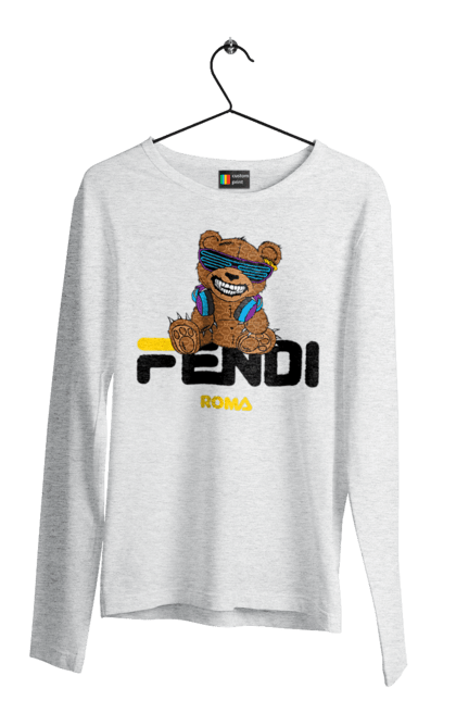 Мужской лонгслив с принтом Fendi. Fendi, бренд, дом моды, италия, люкс, мишка, мода, одежда, сумка, фенди. 2070702