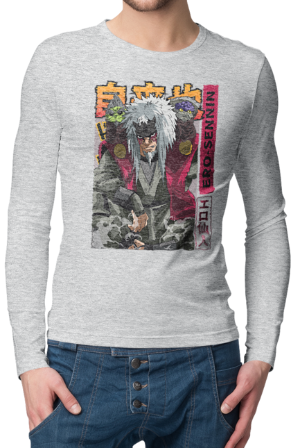 Men's longsleeve with prints Naruto Jiraiya. Anime, hokage, jiraiya, manga, naruto, shinobi, shonen. 2070702