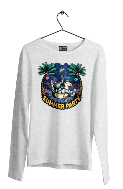 Men`s longsleeve with prints Summer Party With Astronaut. Cosmonaut, space, summer. 2070702