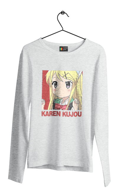 Мужской лонгслив с принтом Золотая мозаика Карен Кудзё. Anime, karen kujo, kiniro mosaic, kinmoza, manga, аниме, золотая мозаика, карен, карен кудзё, манга. 2070702