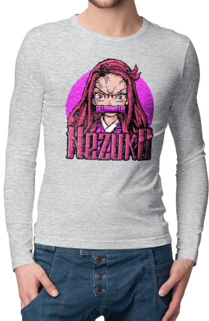 Men's longsleeve with prints Demon Slayer Nezuko. Anime, demon slayer, kimetsu no yaiba, manga, nezuko, serial. 2070702