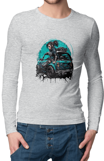 Men`s longsleeve with prints Cyberpunk girl. Art, cyberpunk, games, girls, graphics, picture. 2070702