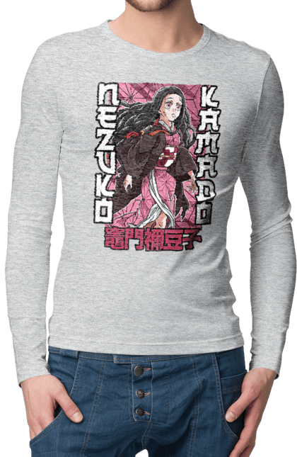 Men's longsleeve with prints Demon Slayer Nezuko. Anime, demon slayer, kimetsu no yaiba, manga, nezuko, serial. 2070702