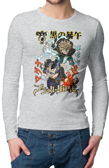 Men's longsleeve with prints Black Clover Magna Swing and Luck Voltia. Anime, black clover, luck voltia, magna swing, manga, wizard king. 2070702