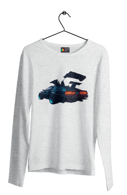 Чоловічий лонгслів з принтом "DeLorean назад у майбутнє". Автомобіль, делореан, з фільму. 2070702