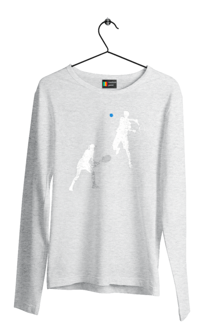 Чоловічий лонгслів з принтом "Теніс". Великий теніс, гравці, грунт, м`яч, призовий фонд, ракетка, спонсор, турнір на ґрунті, турнірна сітка, хард. 2070702