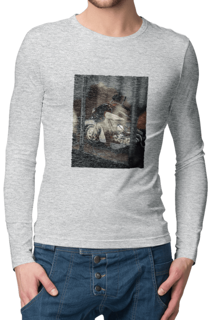 Чоловічий лонгслів з принтом "Мото". Байк, дорога, мото, сила, швидкість. 2070702