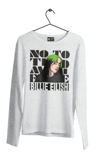 Чоловічий лонгслів з принтом "Біллі Айліш". Біллі айліш, логотип біллі айліш, принт біллі айліш, співачка біллі айліш. 2070702