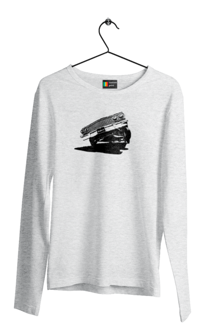 Чоловічий лонгслів з принтом "Автомобіль". Автомобіль, імпала, класика, лоурайдер, шевроле. 2070702