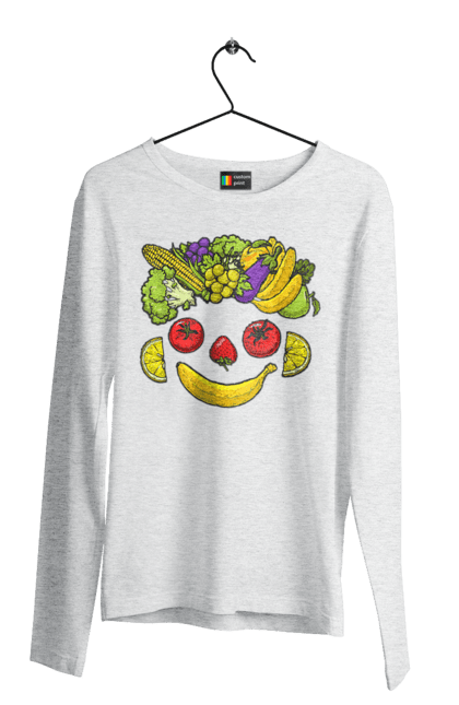 Men`s longsleeve with prints Hls Smile. Healthy, smile, vegetable. 2070702