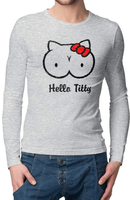 Чоловічий лонгслів з принтом "Hello Kitty". Hello, hello kitty, kitty, дорослі, краса. 2070702