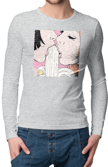 Чоловічий лонгслів з принтом "Дівчата Їдять Банан". Лизати, смоктати. 2070702