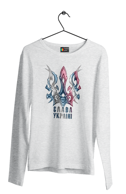 Чоловічий лонгслів з принтом "Тризуб слава Україні кольоровий". Воля, свобода, слава україні, тризуб, тризуб слава україні, україна, я українець. 2070702