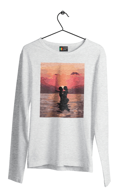 Чоловічий лонгслів з принтом "Секс у заході сонця". Захід сонця, природа та любов, секс на морі, секс та природа. 2070702