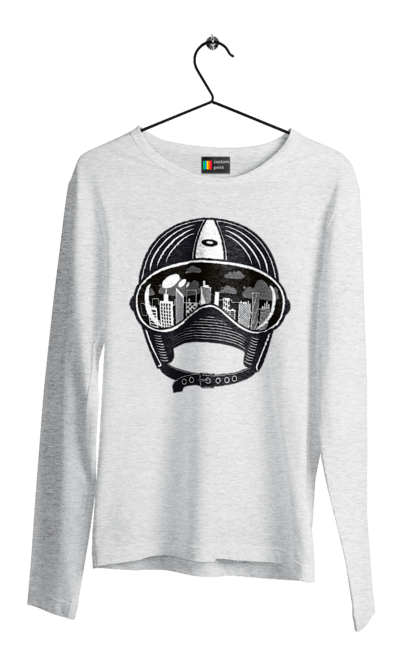 Men`s longsleeve with prints Helmet And City. City, helmet, speed. 2070702