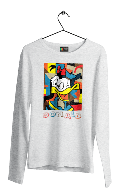 Men's longsleeve with prints Donald Duck. Abstraction, animated series, cartoon, donald duck, picture. 2070702