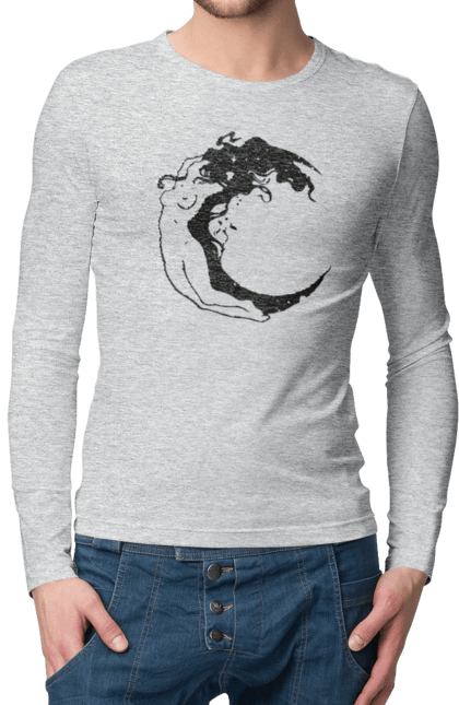 Men`s longsleeve with prints Moon girl. Cosmic, girl, moon, space, stars. 2070702