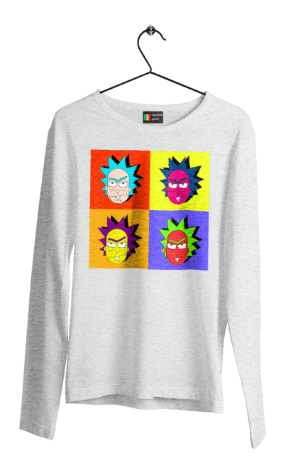 Men's longsleeve with prints Rick and Morty. Adventures, black humor, cartoon, pop art, rick, rick and morty, sci-fi, tragicomedy. 2070702