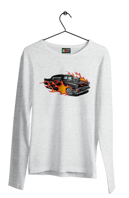 Чоловічий лонгслів з принтом "Машина Вогонь". Автомобіль, вогонь, машина. 2070702
