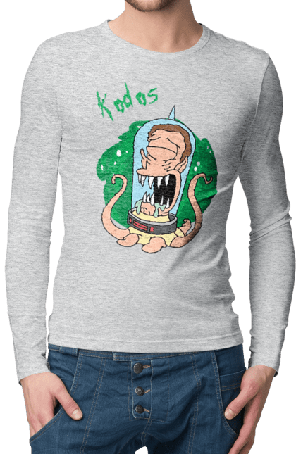 Men's longsleeve with prints Rick and Morty. Adventures, black humor, cartoon, rick, rick and morty, sci-fi, tragicomedy. 2070702