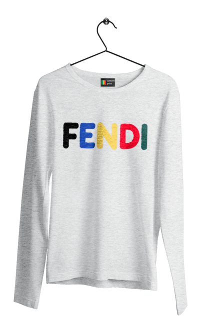 Мужской лонгслив с принтом Fendi. Fendi, lvmh, бренд, дом моды, италия, люкс, мода, одежда, сумка, фенди. 2070702