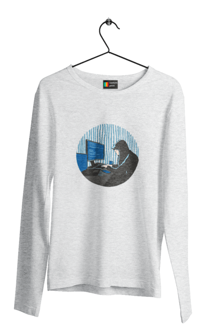 Чоловічий лонгслів з принтом "Хакер". Бінарний, гік, програміст, хакер. 2070702