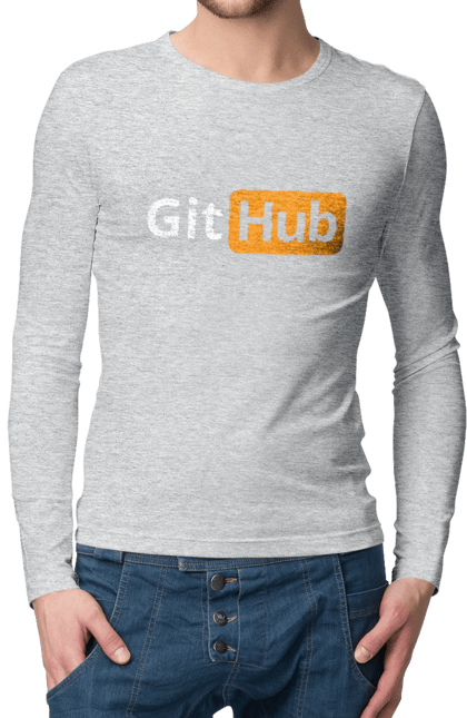 Чоловічий лонгслів з принтом "Гіт Хаб". Айті, айтішник, гіт хаб, для айтішника, для програміста, подарунок айтішнику, подарунок програмісту, програміст, розробник. 2070702